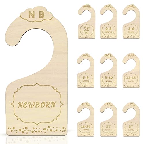 Lemon Shane Wood Baby Closet Dividers for Baby Clothes, 10x Double-Sided Organizer - Baby Clothing Size Age Dividers, Baby Clothes Dividers, and Nursery Closet Organizers