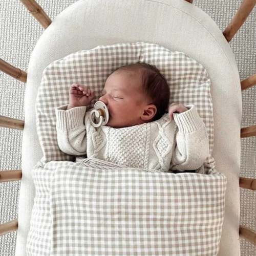 Wool Wrap - Beige Gingham