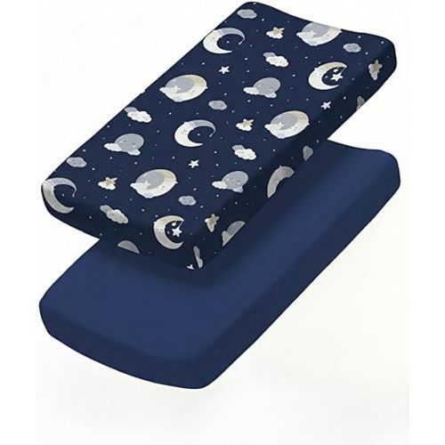 Changing Pad Cover - Pack of 2 Soft Unisex Diaper Change Microfiber Table Sheets - Fits 32"x16" Contoured Pad - Changing Pad Cover for Baby Boys & Girls - Snug, Machine Washable - Oeko-Tex, Dream Sky
