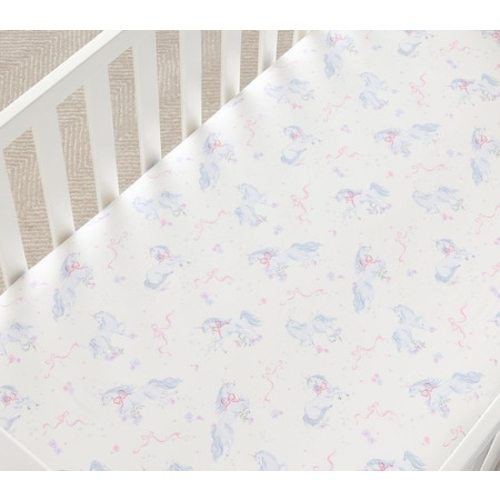 Unicorn Bows Organic Cot Fitted Sheet | Pottery Barn Kids Australia