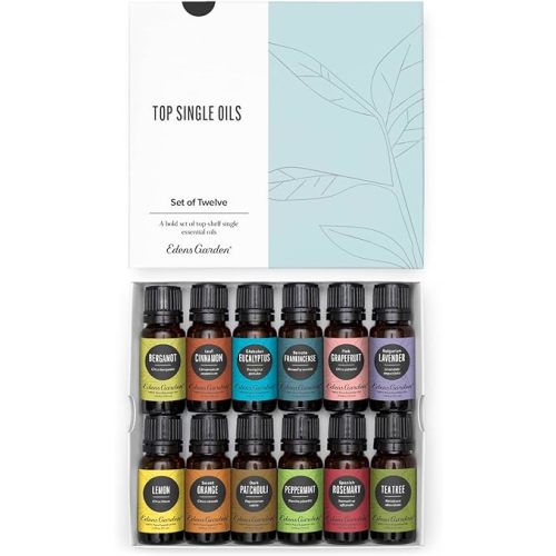 Edens Garden Top Essential Oils 12 Set – 100% Pure Therapeutic Grade, Undiluted, Natural Aromatherapy Scents for Diffusers, Massage & Yoga – Gift for Men, Women, Birthday & Holidays, 10 ml/ 12 Pack