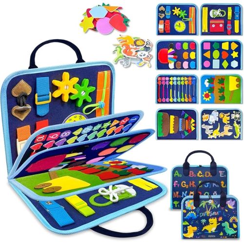 Busy Board Montessori Toys for Toddler Boys & Girls Birthday Gifts, Sensory Toys for Toddlers, Educational Travel Preschool Toddler Activities Learning Fine Motor Skills