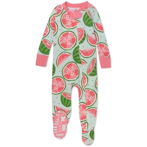 HonestBaby Non-slip Footed Pajamas One-piece Sleeper Zip-front Pjs 100% Organic Cotton for Baby Girls