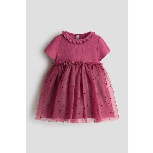 COTTON DRESS WITH TULLE SKIRT