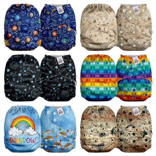 Mama Koala 2.0 Cloth Diapers for Babies, 6 Pack Pocket Shell Only (NO Inserts) - One Size Washable and Reusable Pocket Diapers for Newborns and Toddlers - 26005