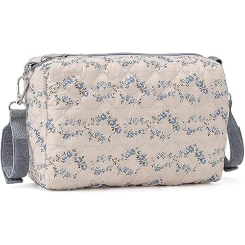 Universal Stroller Organizer Bag Quilted Floral Storage Bag with Detachable Strap, Stroller Bag Caddy Organizer Fits for Most Strollers