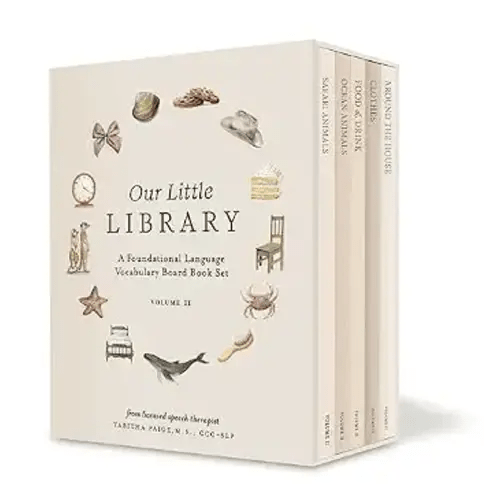 Our Little Library Vol. 2: First 100 Words Board Book Box Set, including Ocean Animals, Safari Animals, Food and Drink, Clothes, and Around the House (Tabitha Paige Children's Book Series)