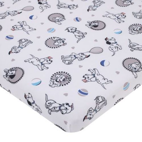 NoJo Disney 101 Dalmatians Gray, Black, White, and Blue Puppies Super Soft Nursery Fitted Mini Crib Sheet
