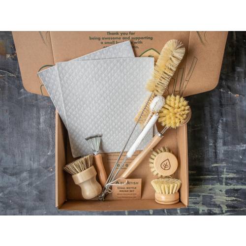 Zero Waste Kitchen Brush Set | Best Value Cleaning Tool Kit | Dish Soap Bar | Plastic-free & Eco-friendly Products | Gift For Mom | Plantish