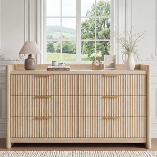 Latitude Run® 55.1" Wide 6-Drawer Wave Fluted Dresser | Wayfair
