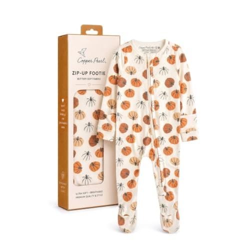 Copper Pearl Baby Zip-Up Footie Pajamas - Soft Stretchy Sleep and Play Footies for Boys and Girls