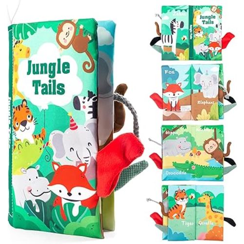 Baby Books Toys,Touch and Feel Crinkle Cloth Book for Infants – Early Learning, Stroller-Friendly! Perfect for Babies 0–18 Months (0,3,6,12,18), a Newborn Gift for Boys & Girls.