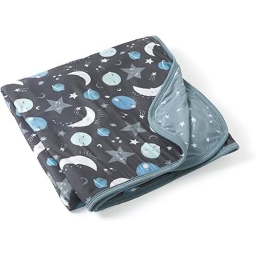Little Sleepies Cloud Blanket, Soft Viscose from Bamboo Toddler & Baby Blanket for Boys & Girls, Lightweight, Perfect for Hot Sleepers, 50" x 50", Large (Blue to the Moon & Back)