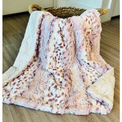 Pink Lynx Minky Baby Blanket: Rose Cream Plush, Soft Comforter