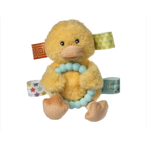Taggies Soft Baby Rattle with Soothing Teether Ring and Sensory Tags, 6-Inches, Yellow Dunkin Duck
