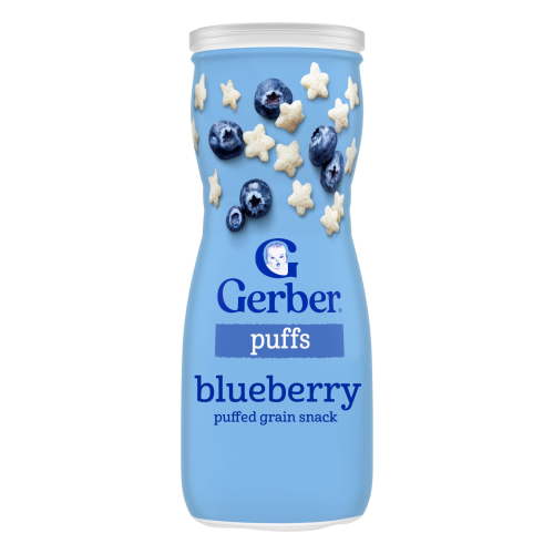 Gerber Snacks for Baby Grain & Grow Puffs, Blueberry, 1.48 oz Canister