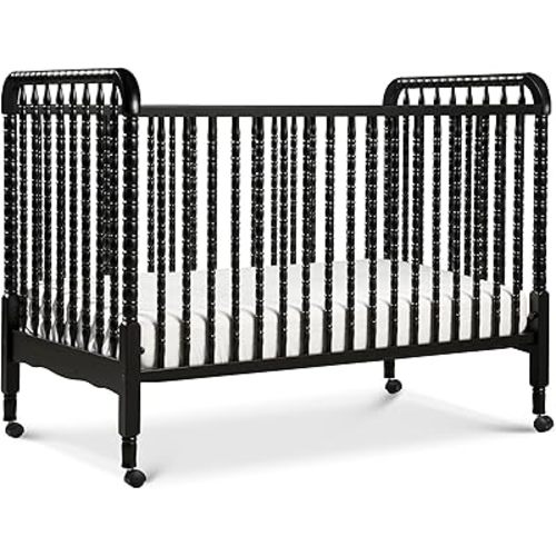 DaVinci Jenny Lind 3-in-1 Convertible Crib in Ebony, Removable Wheels, Greenguard Gold Certified