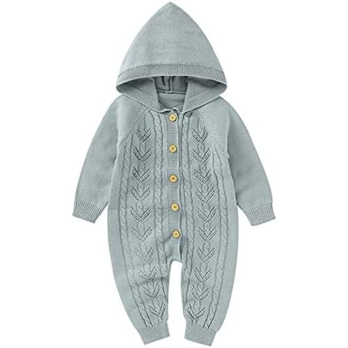 Baby Boys Girls Knitted Sweater Romper Newborn Hooded Jumpsuit Soft Long Sleeve Bodysuits Warm Fall Winter Clothes