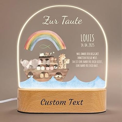 IOUMAM Personalized Baby Gifts for Kids, Custom Name LED Acrylic Plaque Night Light, Perfect Baby Shower Newborn Baptism Gifts for Boys Girls, Safari Jungle Animals Room Decor for Kids Bedroom Nursery
