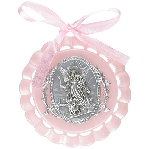 Roman Giftware Inc., Children's Gifts, New Baby, 4.25" H Pink Cradle Medal,Religious, Inspirational, Durable (4x1x4)