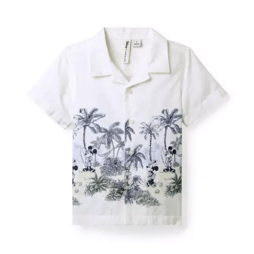 Boy White Disney Mickey Mouse Surf Cabana Shirt by Janie and Jack