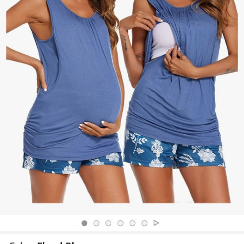 Ekouaer Women Maternity Nursing Pajama Set Breastfeeding Double Layer Pregnancy Pjs Set Sleeveless Top & Shorts with Pockets