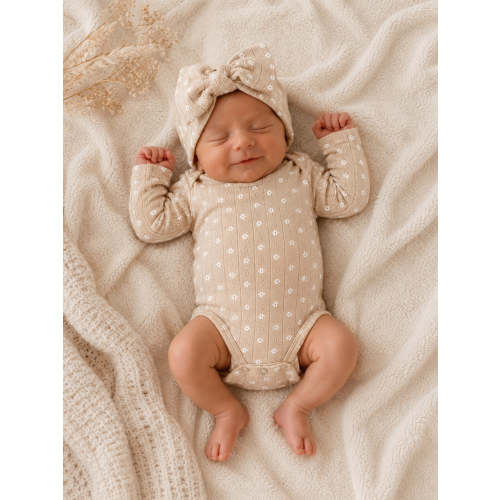Almond Bloom | Organic Cotton Pointelle Baby Clothes Bodysuit – SpearmintLOVE