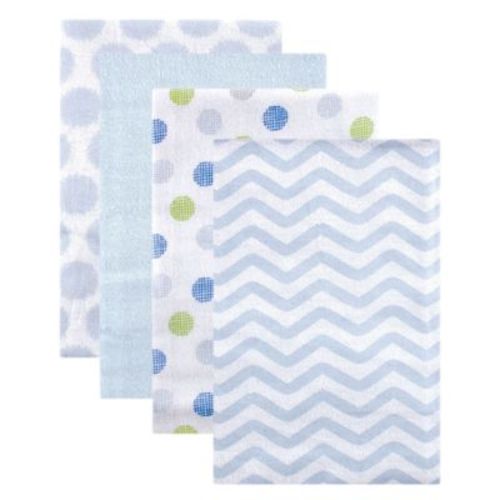Luvable Friends Baby Boy Cotton Flannel Receiving Blankets Set, Blue Dots, One Size