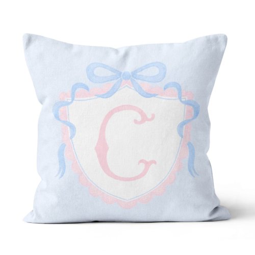 Throw Pillow | Personalized Preppy Heirloom Crest- with “O”