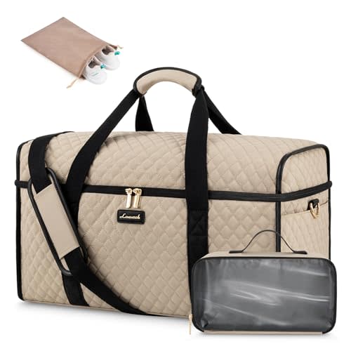 LOVEVOOK Travel Duffle Bag, Weekender Bags For Women, Carry On Duffel Bags For Airplanes, Overnight Bag With Toiletry Bag, Hospital Bag for Labor and Delivery, Yoga Gym Bag with Wet Pocket, 3Pcs Set