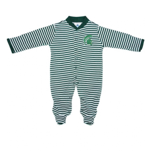 Michigan State Spartans Baby Striped Footed Romper Pajamas