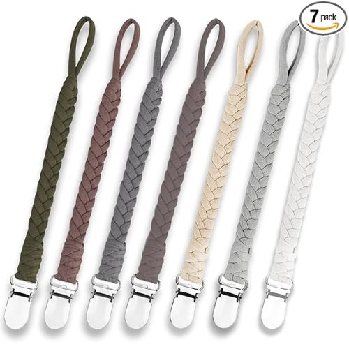 7 Pcs Braided Pacifier Clip, Pacifier Clips for Boys & Baby Girls, Pacifier Holder Clip Binky Clips