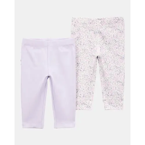 Baby Girl 2-Pack Floral Pull-On Pants - Purple | Carter's