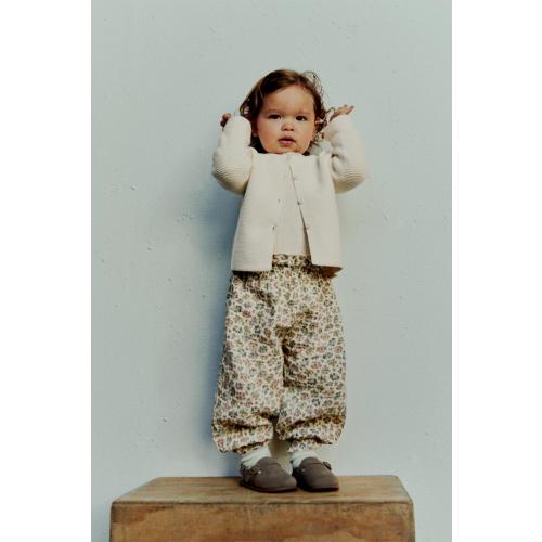 TEXTURED FLORAL JOGGER PANTS - Green / Ecru | ZARA United States