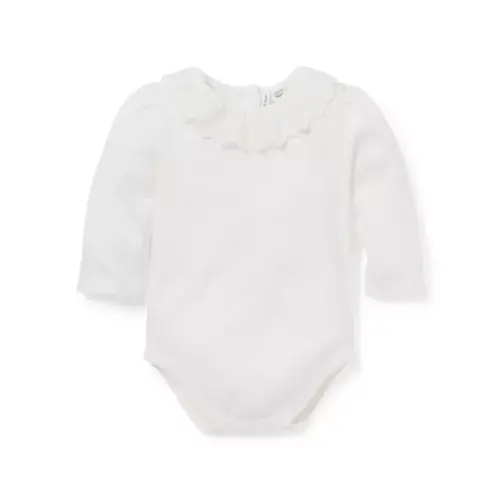 Baby Jet Ivory Baby Pointelle Ruffle Collar Bodysuit by Janie and Jack