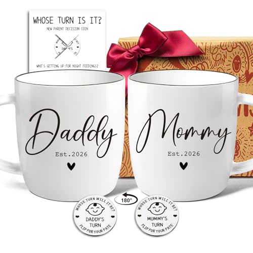 Pregnancy Mug Gift Est 2026 for New Parents, Mommy And Daddy To Be Mug Gifts, New Parents Mugs Gift for Mom, Dad - Pregnancy Announcement, New Parent Gifts for Couples, Mom And Dad Mugs 2026-15