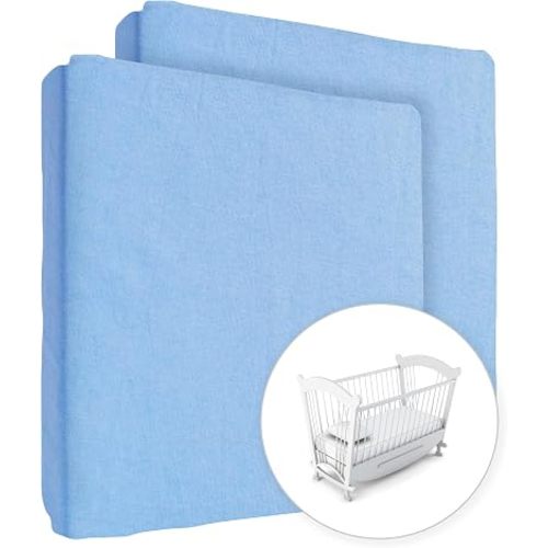 Baby Comfort 2X Jersey 100% Cotton Fitted Sheet for 90 x 50 cm Baby Co-Sleeping Crib Mattress (Blue)
