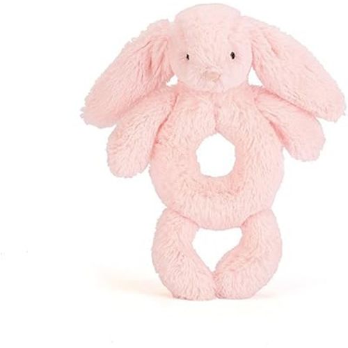 Jellycat Bashful Pink Bunny Soft Plush Baby Toy Ring Rattle