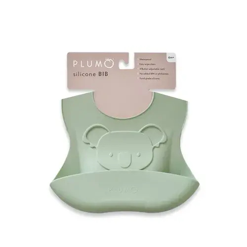 Plum Silicone Koala Bib Olive | Baby Bunting AU