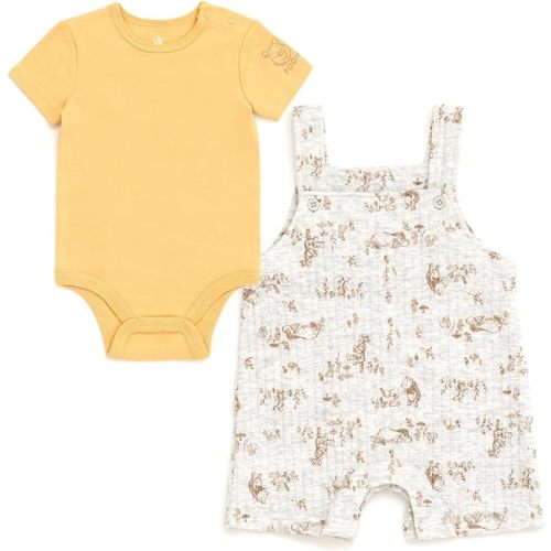 Disney Winnie the Pooh Baby Bodysuit and Short Overalls Outfit Set Newborn to Infant