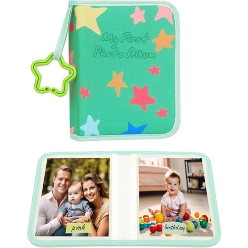 Baby's My First Photo Album for Baby Holds 21 4x6 Photos, Baby Photo Album Soft Cloth Family Book, My First Family Album for 4x6 Baby Shower Kids Toddlers Family Pictures, Toddler Photo Album (Green)