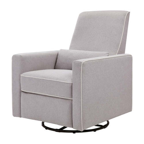 Piper Recliner & Swivel Glider - Grey With Cream Piping