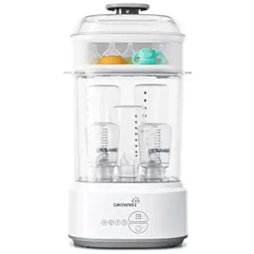 GROWNSY Bottle Sterilizer and Dryer, Compact Electric Steam Baby Bottle Sterilizer (Esterilizador de Biberones), Bottle Sanitizer for Baby Bottles, Pacifiers, Pump Parts