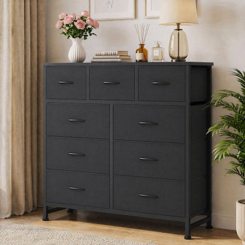 Latitude Run® Charvi 39.37'' W 9-Drawer Fabric Dresser with Wood Top, Storage Chest & Reviews | Wayfair