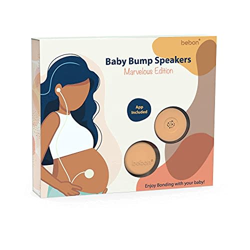Baby Bump Headphones Marvelous Edition, Plays and Shares Music, Sound and Voices to The Womb, Prenatal Speaker, Including bebon Tunes APP (Peach)