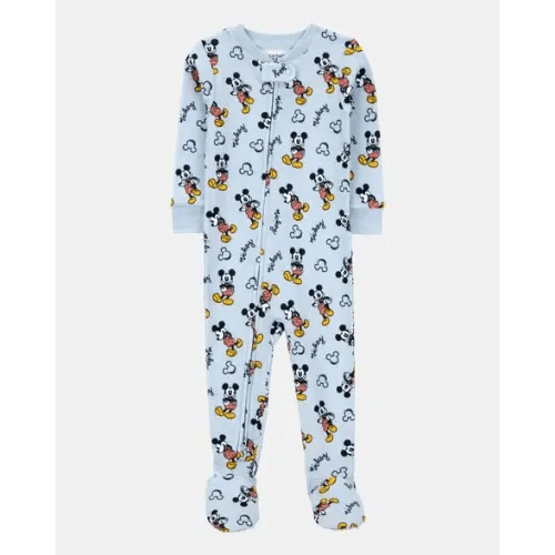Baby Boy Disney© Mickey Mouse Snug Fit Cotton Footie 1-Piece Pajamas - Blue | Carter's