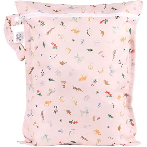 Bumkins Disney Waterproof Wet Bag for Baby, Travel, Swim Suit, Cloth Diapers, Pump Parts, Pool, Beach, Gym Clothes, Toiletry, Hook to Stroller, Daycare, Zip Reusable Wetdry Pack, Princess Magic Pink