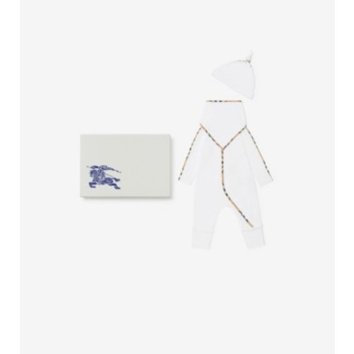 Stretch Cotton Three-piece Baby Gift Set in White - Children | Burberry® Official