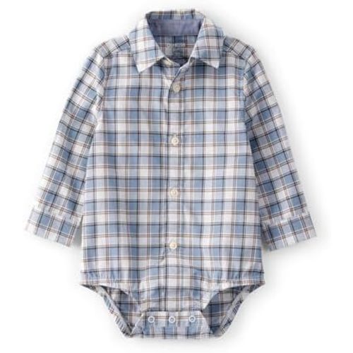 Oshkosh Boys Buttonfront Bodysuit, Blue Plaid, 6M