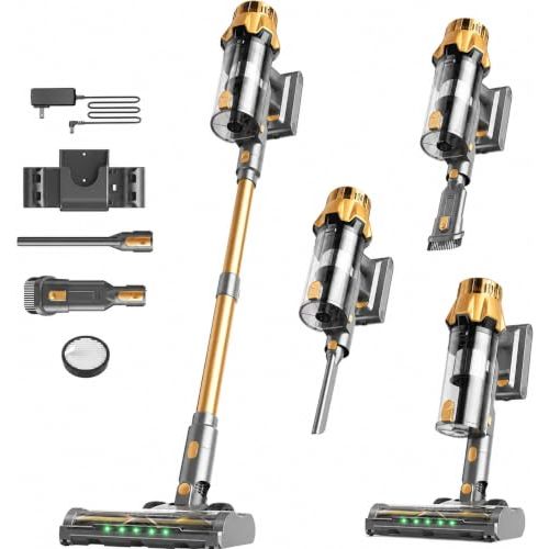 Cordless Vacuum Cleaner for Home, 600W, 55Kpa Suction, Max 70Mins Runtime | Smart Display, Dust-Revealing LED Light, 1.8L Dust Cup, Self Standing, Anti-Tangle Vacuum for Pet Hair, Hard Floors, Carpet